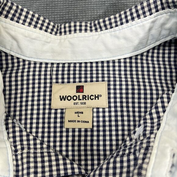 Woolrich Wool Blend Flannel Shirt Men LARGE Black Beige Plaid USA Pockets Button - Picture 4 of 10